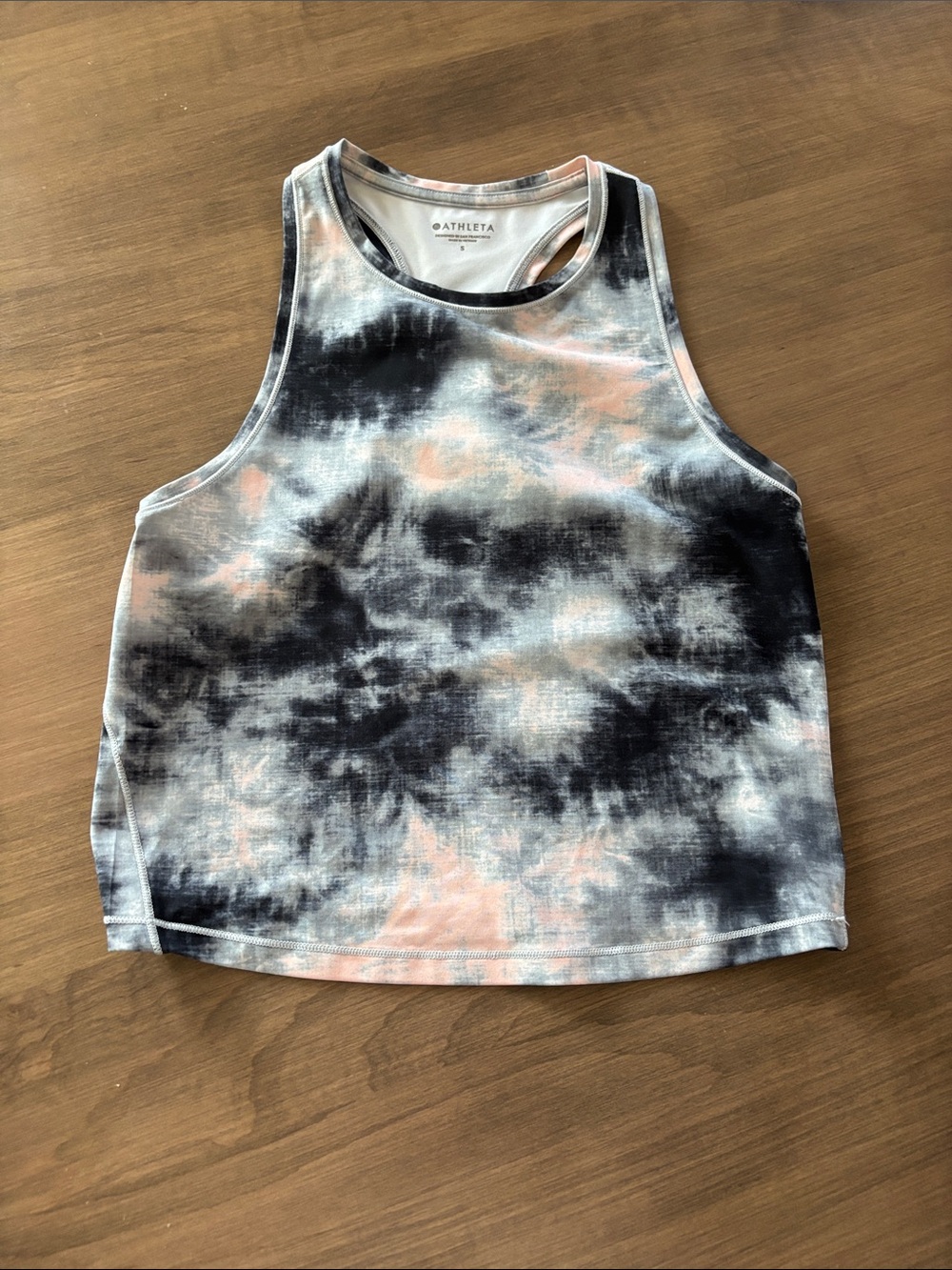 Athleta Tie-Dye Racerback Crop Tank - Black & Pink